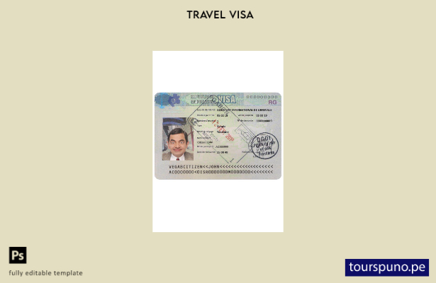 Plantilla de visa de viaje gabonesa lista para imprimir